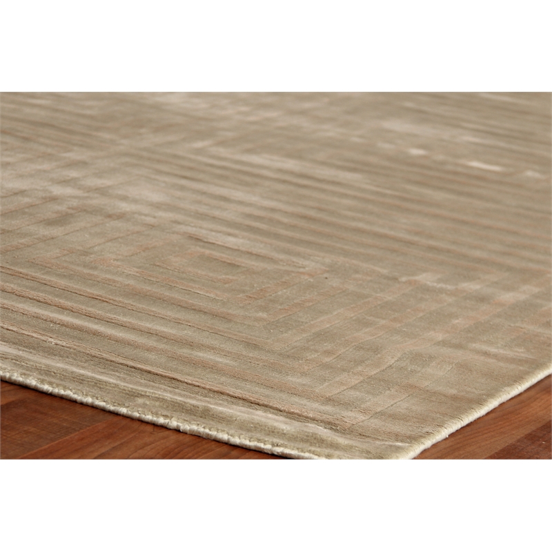 Dove Embossed Handloomed Viscose Light Beige 6'x9' Area Rug