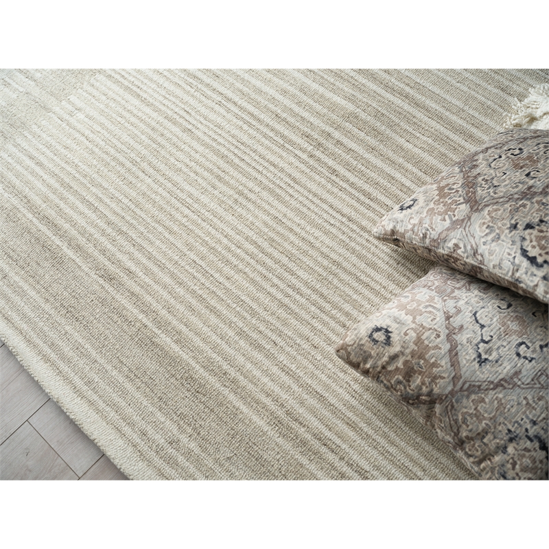 Dusseldorf Hand-Tufted New Zealand Wool Beige/Ivory 9'x12' Area Rug