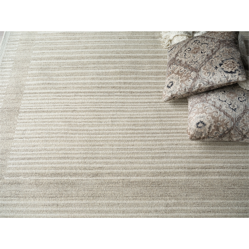 Dusseldorf Hand-Tufted New Zealand Wool Beige/Ivory 9'x12' Area Rug