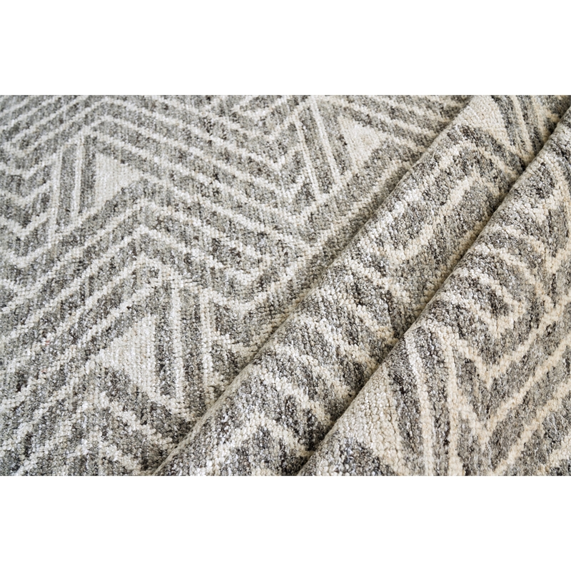 Eaton Hand-Knotted Wool/Bamboo Silk Charcoal/Ivory 10'x14' Area Rug