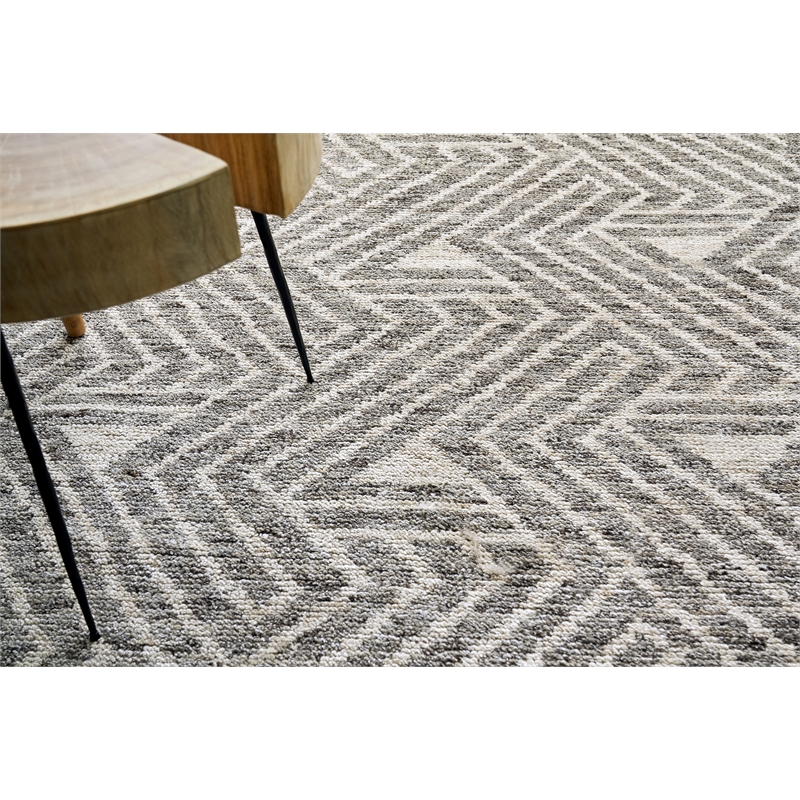 Eaton Hand-Knotted Wool/Bamboo Silk Charcoal/Ivory 10'x14' Area Rug