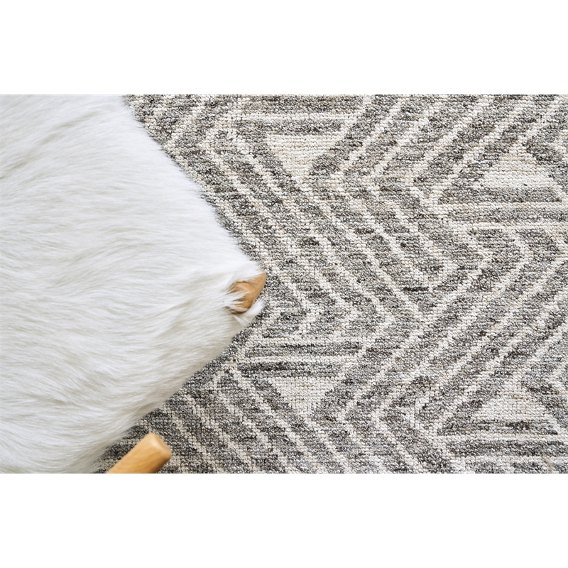 Eaton Hand-Knotted Wool/Bamboo Silk Charcoal/Ivory 10'x14' Area Rug
