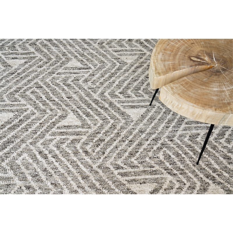 Eaton Hand-Knotted Wool/Bamboo Silk Charcoal/Ivory 14'x18' Area Rug