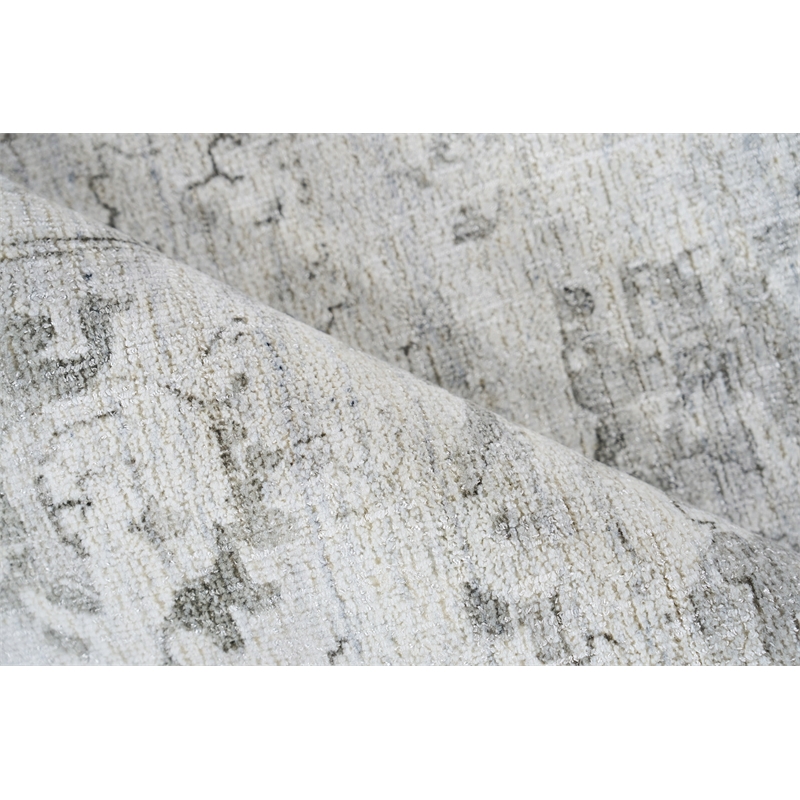 Dorchester Handloomed Wool/Bamboo Silk Ivory/Silver 6'x9' Area Rug