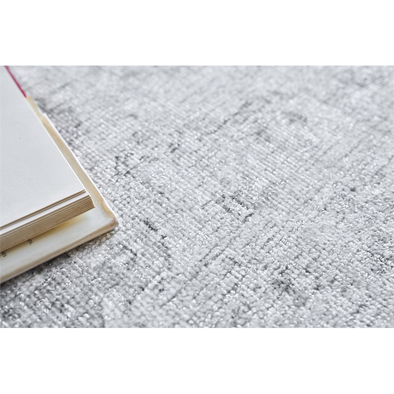 Dorchester Handloomed Wool/Bamboo Silk Ivory/Silver 6'x9' Area Rug