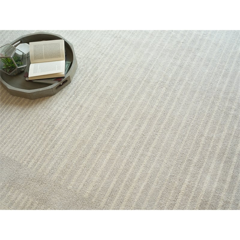 Dusseldorf Hand-Tufted New Zealand Wool Silver/Ivory 12'x15' Area Rug