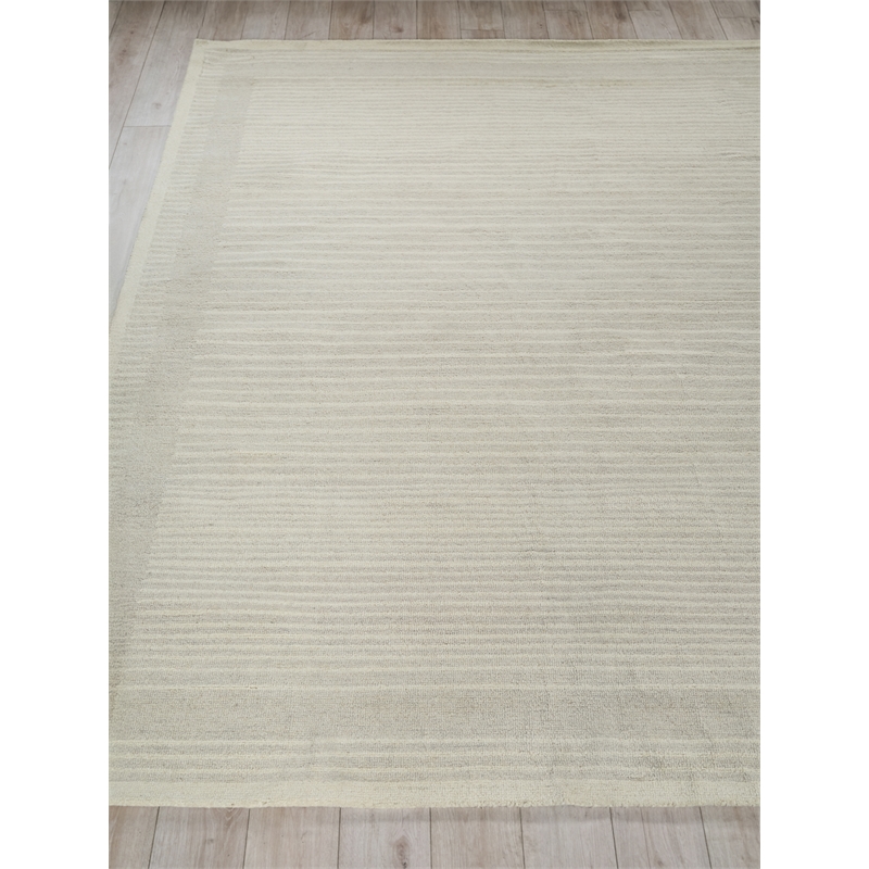 Dusseldorf Hand-Tufted New Zealand Wool Silver/Ivory 8'x10' Area Rug