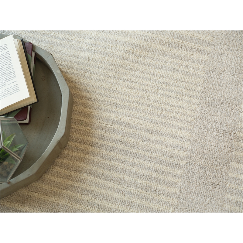 Dusseldorf Hand-Tufted New Zealand Wool Silver/Ivory 9'x12' Area Rug