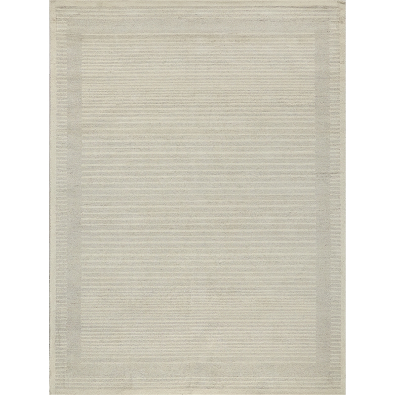 Dusseldorf Hand-Tufted New Zealand Wool Silver/Ivory 9'x12' Area Rug