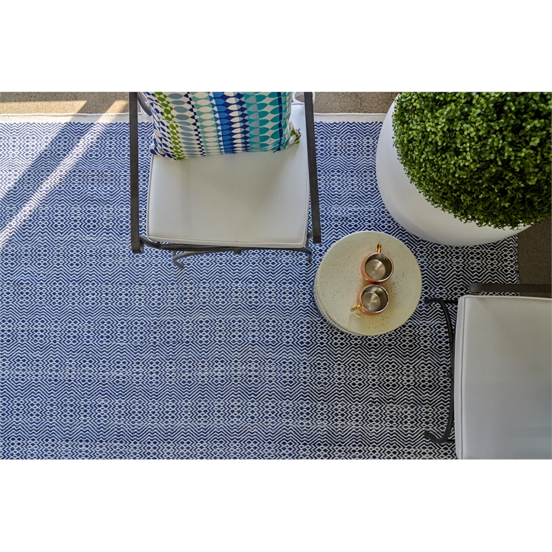 Echo Flatweave Pet Ivory/Blues 5'x8' Area Rug