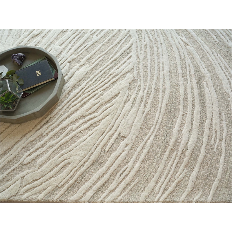 Entro Hand-Tufted New Zealand Wool Beige/Ivory 12'x15' Area Rug