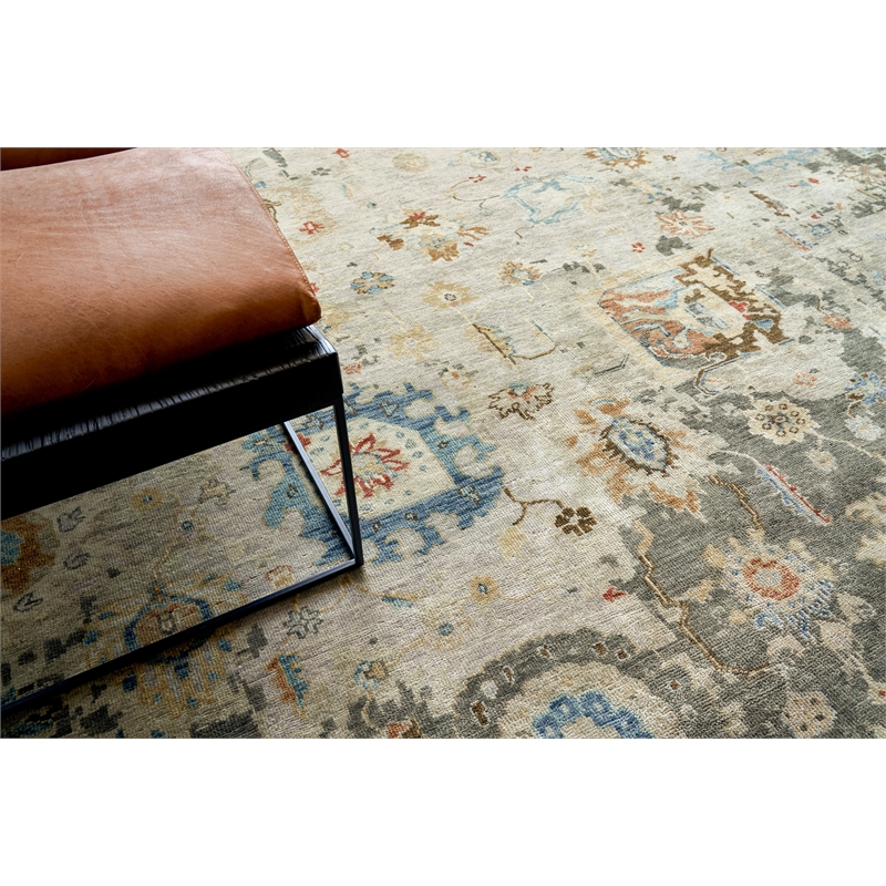 Essex Hand-Knotted New Zealand Wool Tan/Blue/Rust 10'x14' Area Rug
