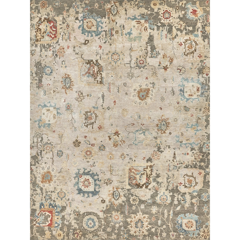 Essex Hand-Knotted New Zealand Wool Tan/Blue/Rust 10'x14' Area Rug