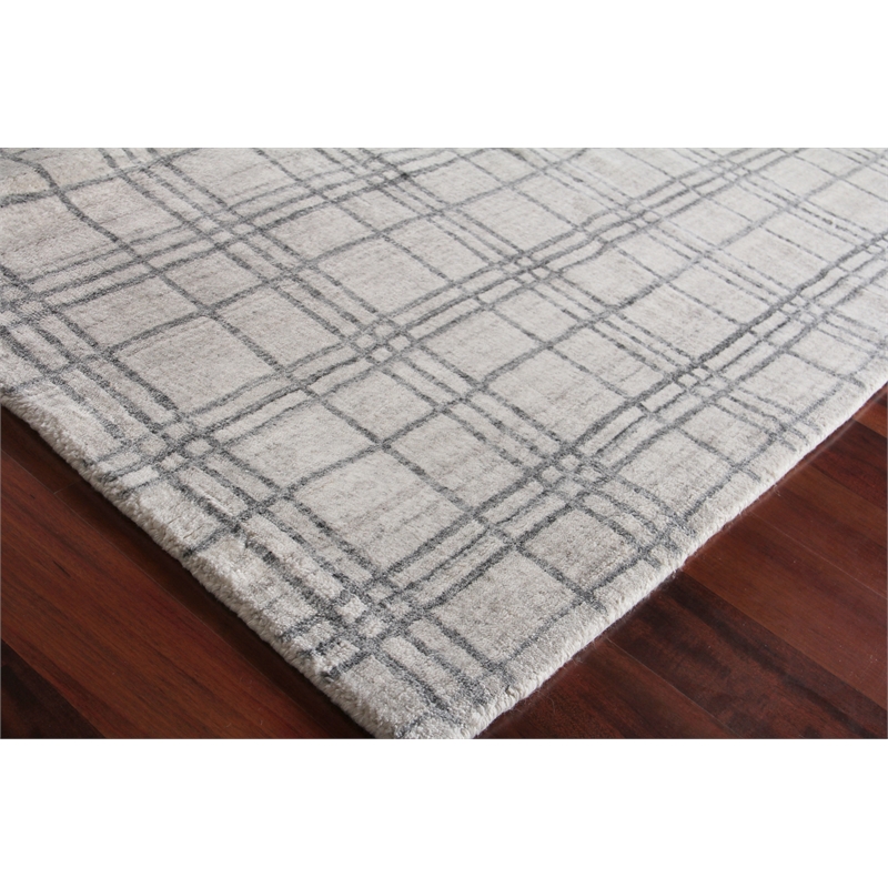 Fairbanks Handloomed Bamboo Silk White/Light Silver 6'x9' Area Rug