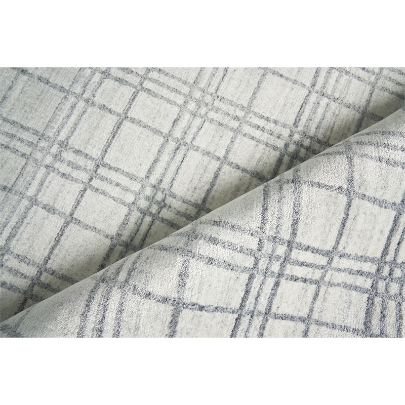 Fairbanks Handloomed Bamboo Silk White/Light Silver 6'x9' Area Rug