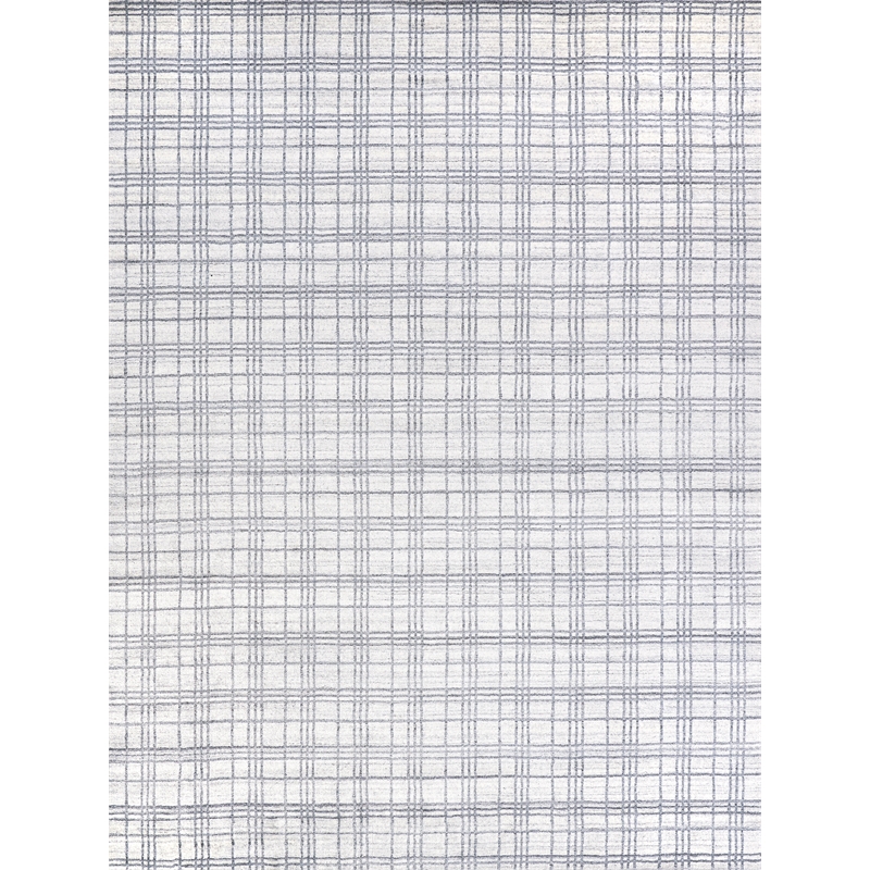 Fairbanks Handloomed Bamboo Silk White/Light Silver 6'x9' Area Rug
