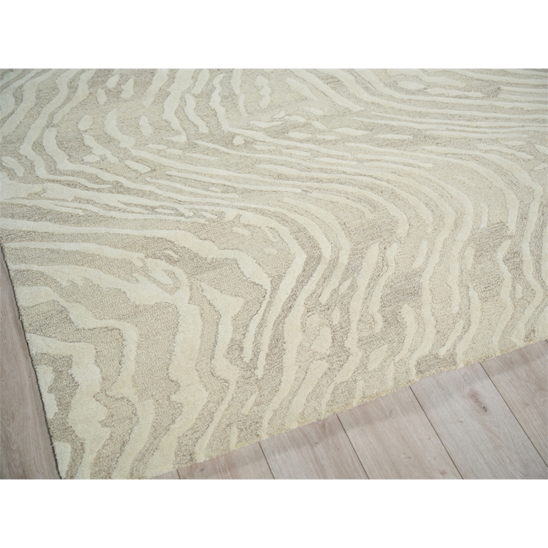 Entro Hand-Tufted New Zealand Wool Beige/Ivory 9'x12' Area Rug