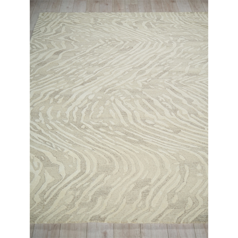 Entro Hand-Tufted New Zealand Wool Beige/Ivory 9'x12' Area Rug