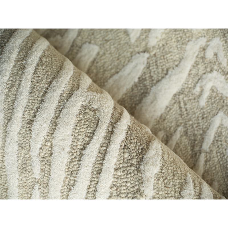 Entro Hand-Tufted New Zealand Wool Beige/Ivory 9'x12' Area Rug