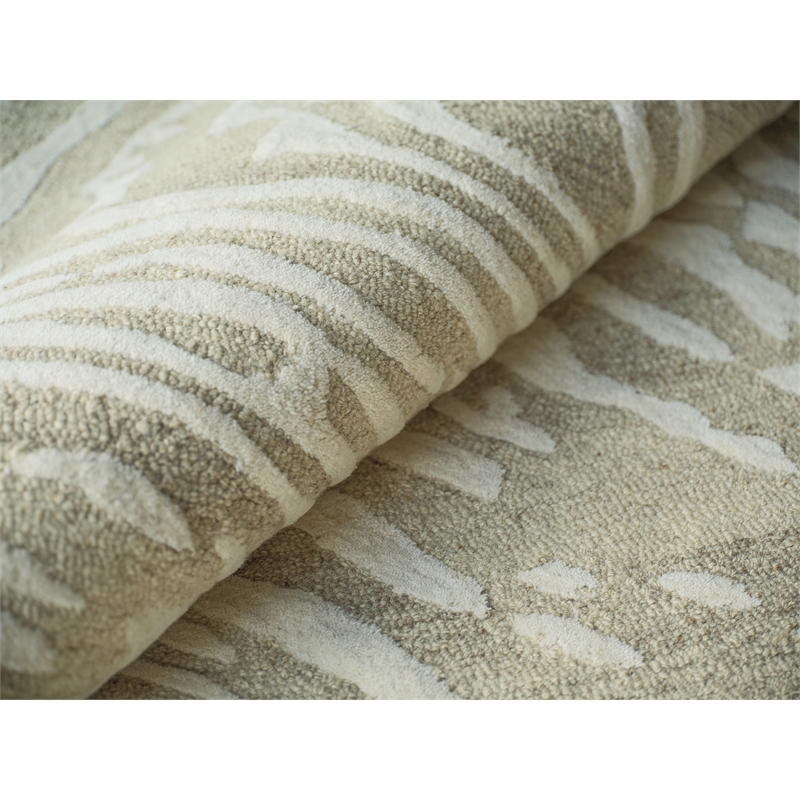 Entro Hand-Tufted New Zealand Wool Beige/Ivory 9'x12' Area Rug
