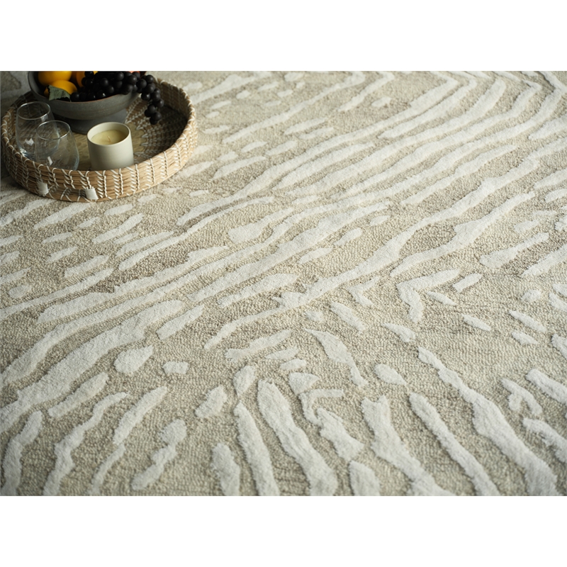 Entro Hand-Tufted New Zealand Wool Beige/Ivory 9'x12' Area Rug