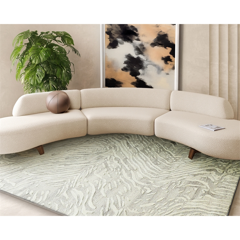 Entro Hand-Tufted New Zealand Wool Beige/Ivory 9'x12' Area Rug