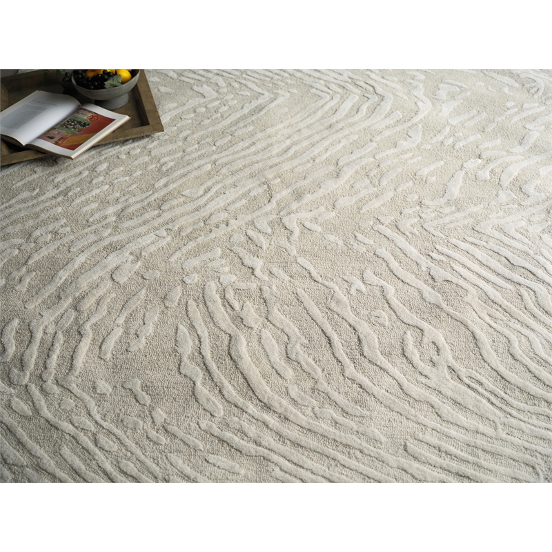Entro Hand-Tufted New Zealand Wool Silver/Ivory 10'x14' Area Rug
