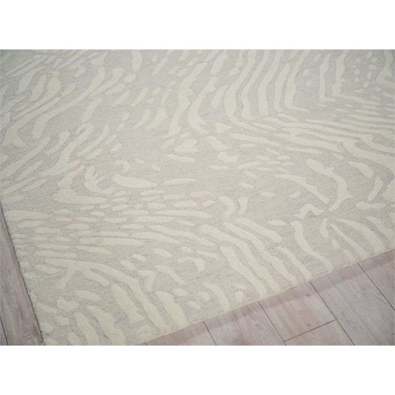 Entro Hand-Tufted New Zealand Wool Silver/Ivory 12'x15' Area Rug
