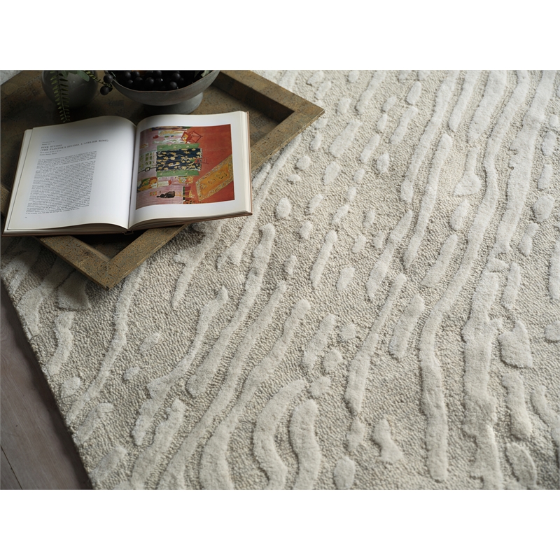 Entro Hand-Tufted New Zealand Wool Silver/Ivory 12'x15' Area Rug