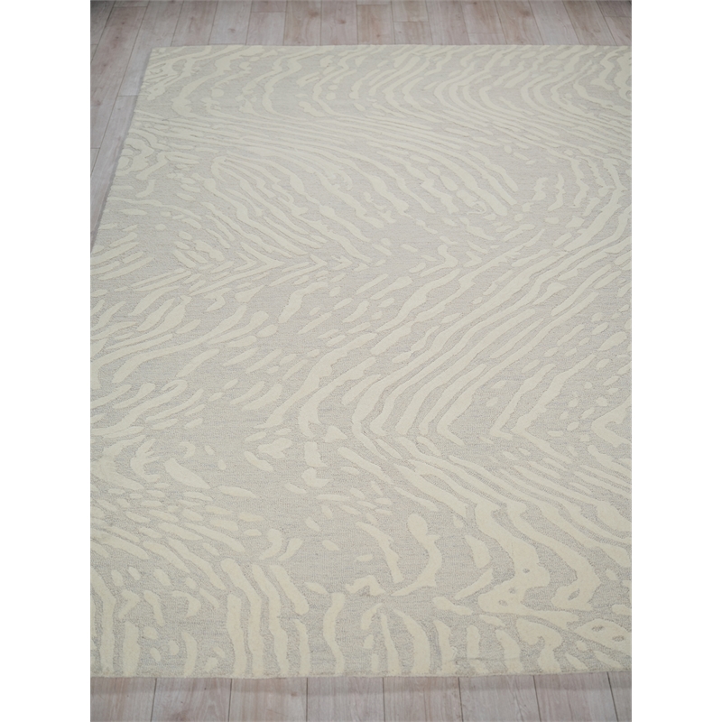 Entro Hand-Tufted New Zealand Wool Silver/Ivory 12'x15' Area Rug