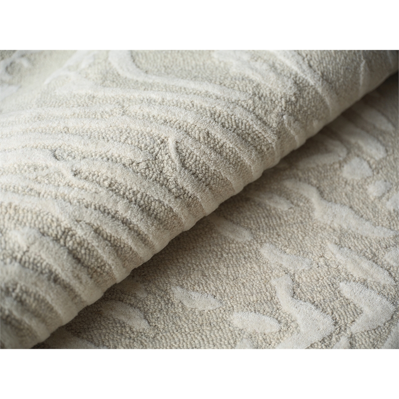 Entro Hand-Tufted New Zealand Wool Silver/Ivory 12'x15' Area Rug