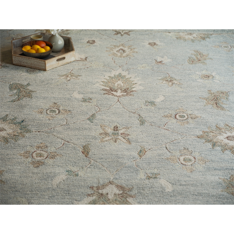 Elegance Hand-Tufted New Zealand Wool Light Blue 8'x10' Area Rug