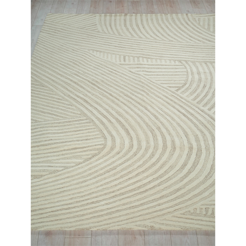 Entro Hand-Tufted New Zealand Wool Beige/Ivory 14'x18' Area Rug
