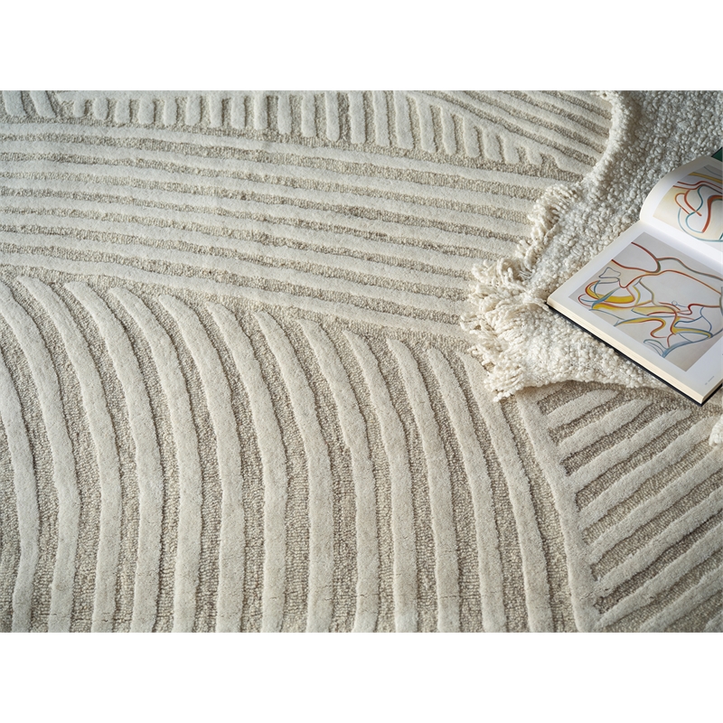 Entro Hand-Tufted New Zealand Wool Beige/Ivory 14'x18' Area Rug