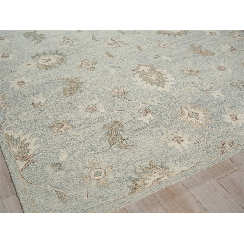 Elegance Hand-Tufted New Zealand Wool Light Blue 9'x12' Area Rug