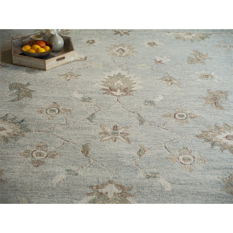 Elegance Hand-Tufted New Zealand Wool Light Blue 9'x12' Area Rug