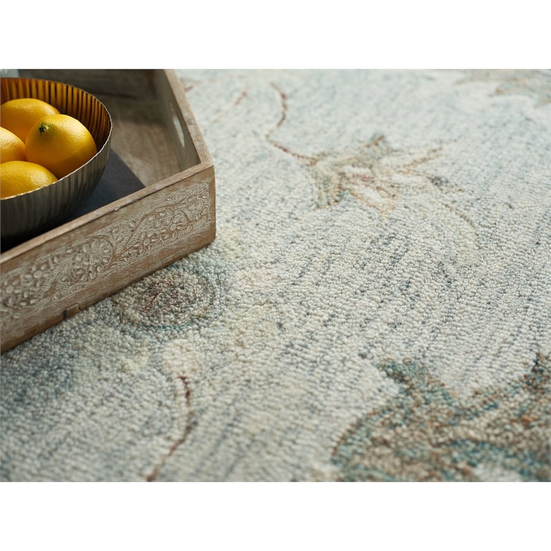 Elegance Hand-Tufted New Zealand Wool Light Blue 9'x12' Area Rug