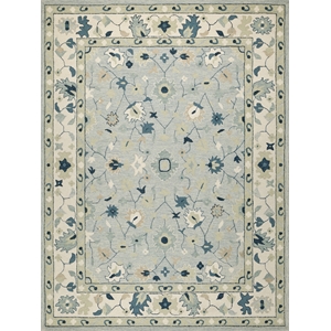 Elegance Hand-Tufted New Zealand Wool Light Blue/Ivory/Navy 10'x14' Area Rug