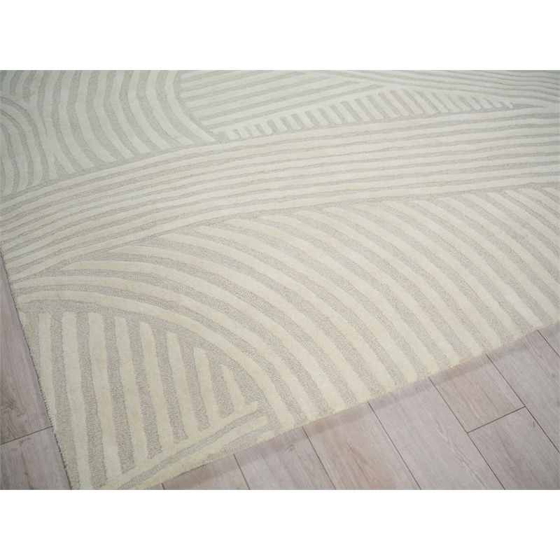 Entro Hand-Tufted New Zealand Wool Silver/Ivory 10'x14' Area Rug