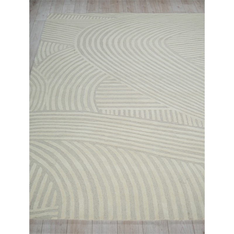 Entro Hand-Tufted New Zealand Wool Silver/Ivory 10'x14' Area Rug
