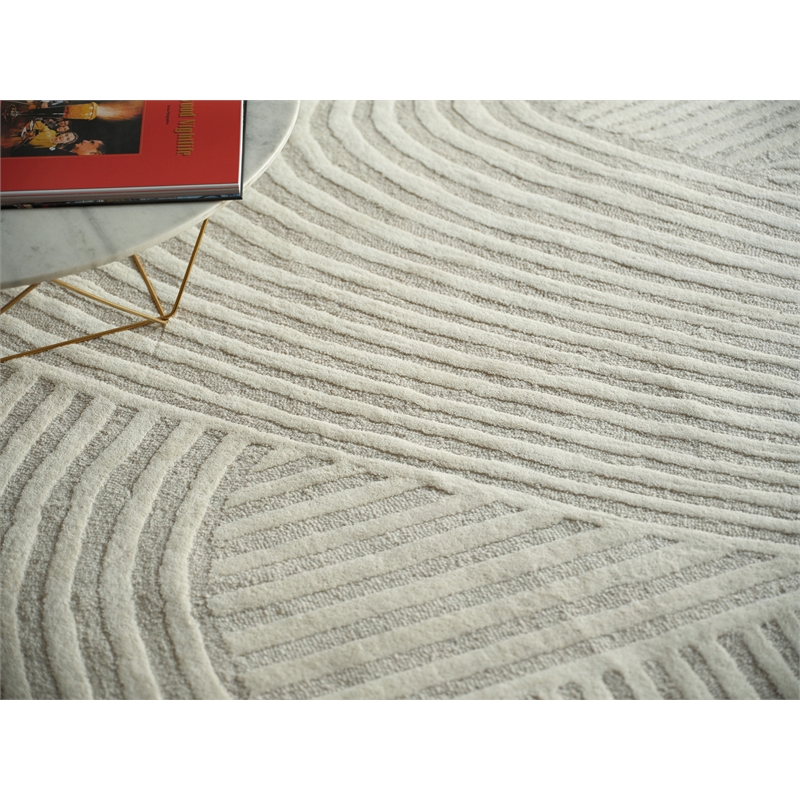 Entro Hand-Tufted New Zealand Wool Silver/Ivory 10'x14' Area Rug