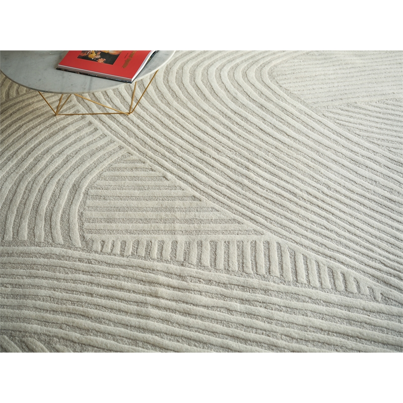 Entro Hand-Tufted New Zealand Wool Silver/Ivory 10'x14' Area Rug