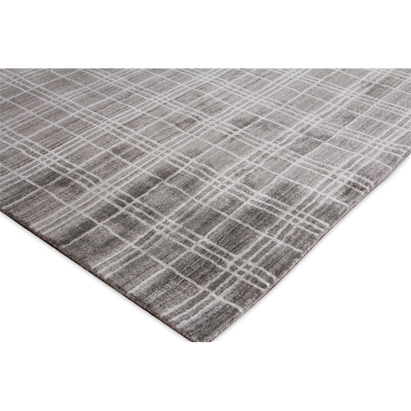 Fairbanks Handloomed Bamboo Silk Silver/White 17'x19' Area Rug