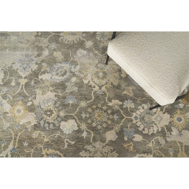 Essex Hand-Knotted New Zealand Wool Brown/Ivory/Rust 9'x12' Area Rug