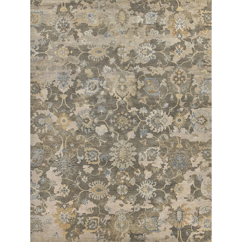 Essex Hand-Knotted New Zealand Wool Brown/Ivory/Rust 9'x12' Area Rug