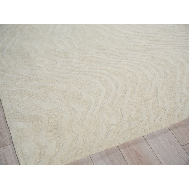 Entro Hand-Tufted New Zealand Wool Cream/Ivory 9'x12' Area Rug