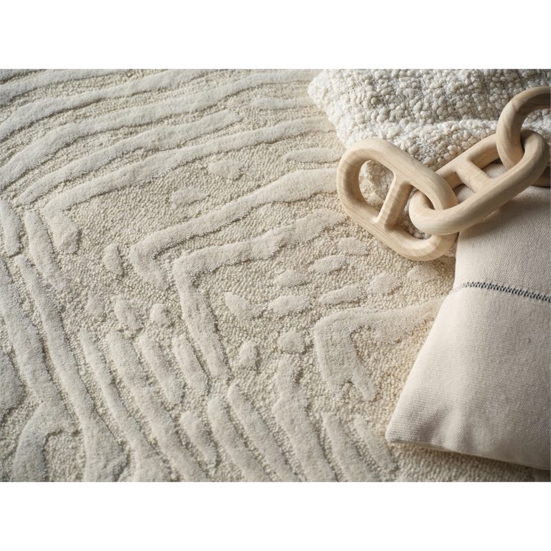 Entro Hand-Tufted New Zealand Wool Cream/Ivory 9'x12' Area Rug