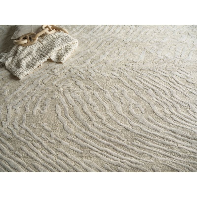 Entro Hand-Tufted New Zealand Wool Cream/Ivory 9'x12' Area Rug