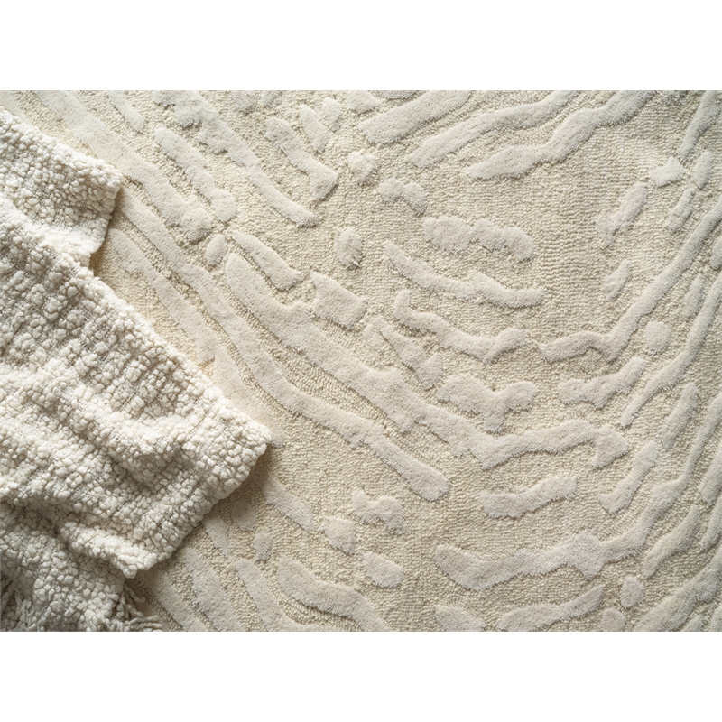 Entro Hand-Tufted New Zealand Wool Cream/Ivory 9'x12' Area Rug
