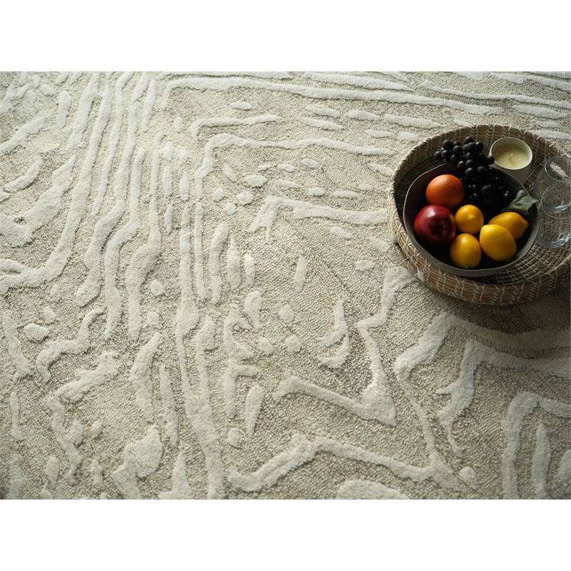 Entro Hand-Tufted New Zealand Wool Beige/Ivory 12'x15' Area Rug